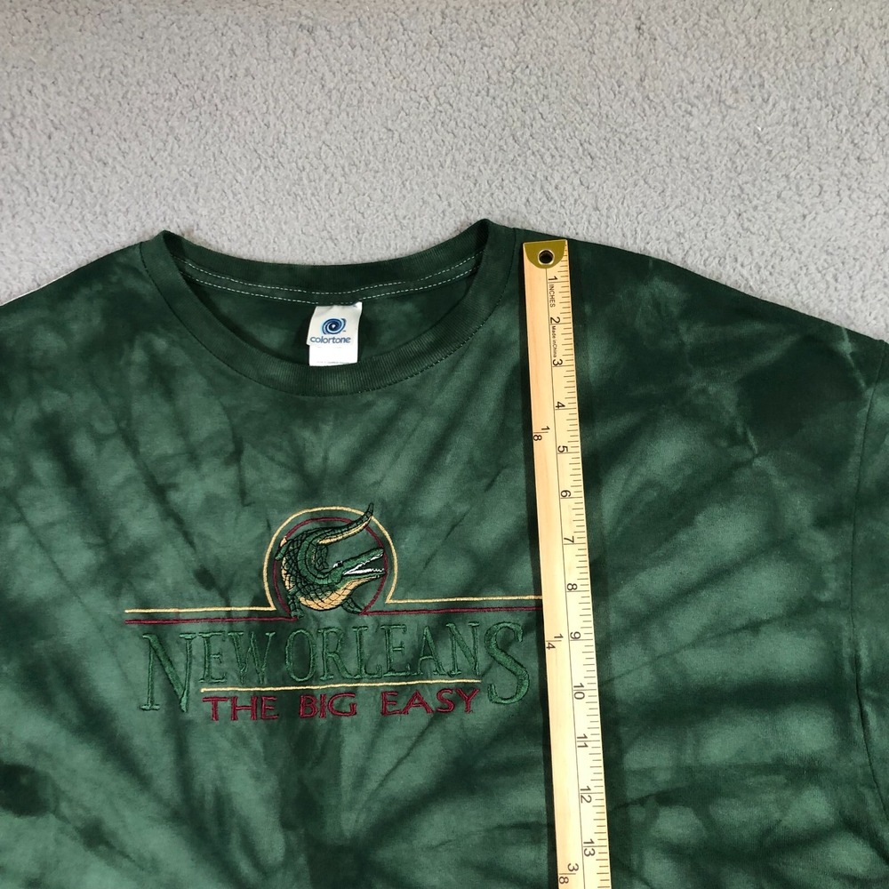 new orleans T shirt mens 2XL green tie dye gator embroidered - Picture 4 of 10